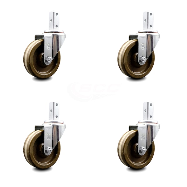 4 Inch High Temp Phenolic Wheel Swivel 7/8 Inch Square Stem Caster Set SCC